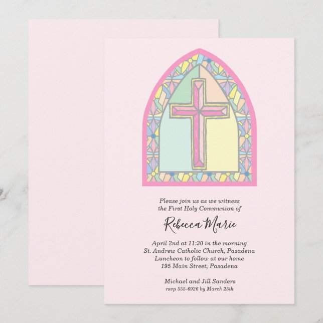 Convites Primeira Comunicação da Janela de Vidro Colado Ros (Frente/Verso)