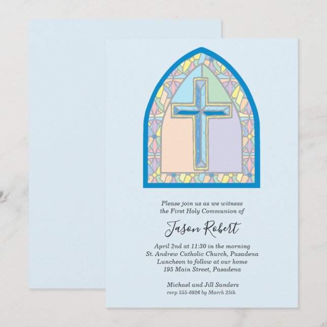 Convites Primeira Comunicação da Janela de Vidro Estampado  (Frente/Verso)