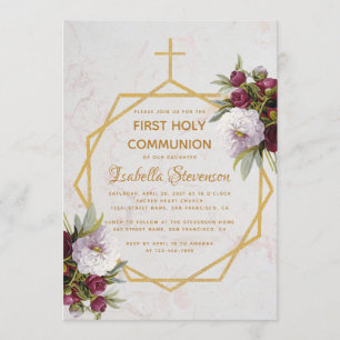 Convites Primeira Comunidade Dourada Cruzada Cruzada Marble