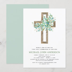 Convites Primeira Comunidade Sagrada Verde Eucalyptus Invi