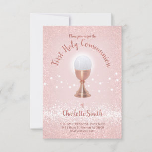 Convites Primeira comunista católica rosa