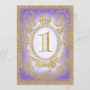 Convites Primeira do aniversário princesa Roxo 2 uma vez