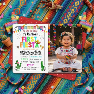 Convites Primeira Festa Colorida Mexicana Aniversário de 1 