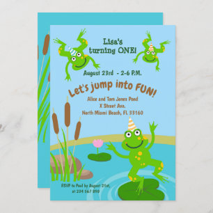 Convites Primeira festa da família de sapos de bebês