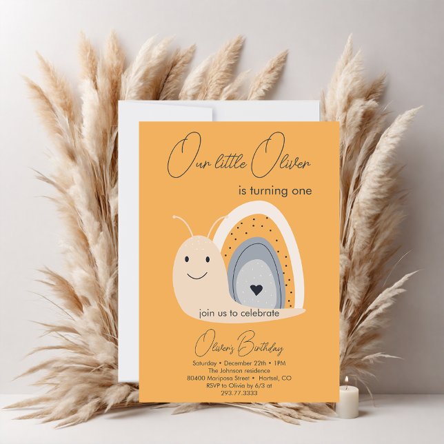 Convites Primeira Festa de aniversário Caracol - Arco-Íris  (Criador carregado)