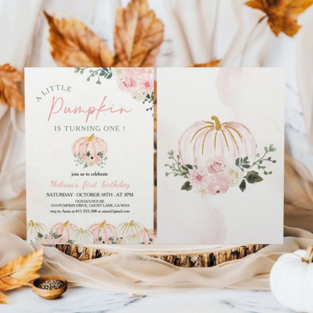 Convites Primeira Festa de aniversário de Abóbora (Criador carregado)