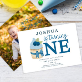 Convites Primeira Festa de aniversário de Cupcake de mirtil