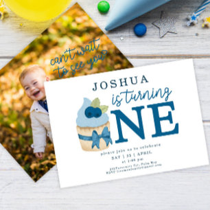 Convites Primeira Festa de aniversário de Cupcake de mirtil