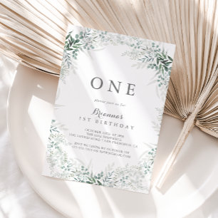 Convites Primeira Festa de aniversário de Eucalipto Verde M