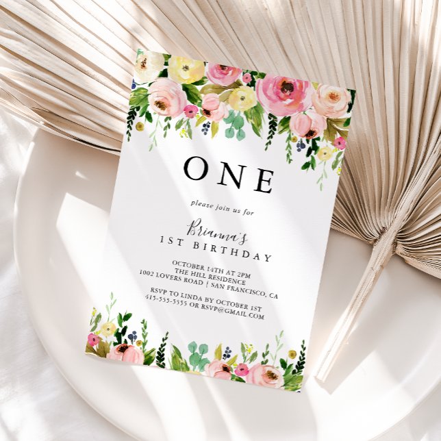 Convites Primeira Festa de aniversário de queda tropical Do (Criador carregado)