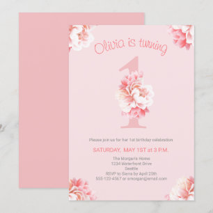 Convites Primeira Festa de aniversário de uma garota corajo