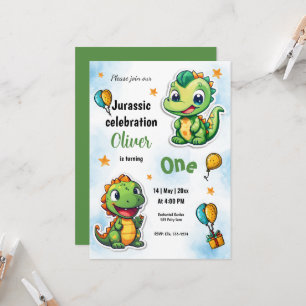 Convites Primeira Festa de aniversário do Cartoon Dinossaur
