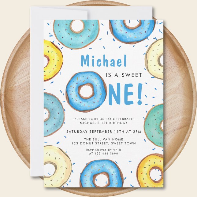 Convites Primeira Festa de aniversário do Rosquinha Azul (Criador carregado)