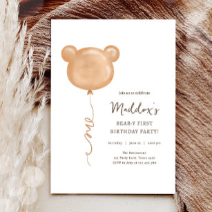 Convites Primeira Festa de aniversário do Urso do Balão