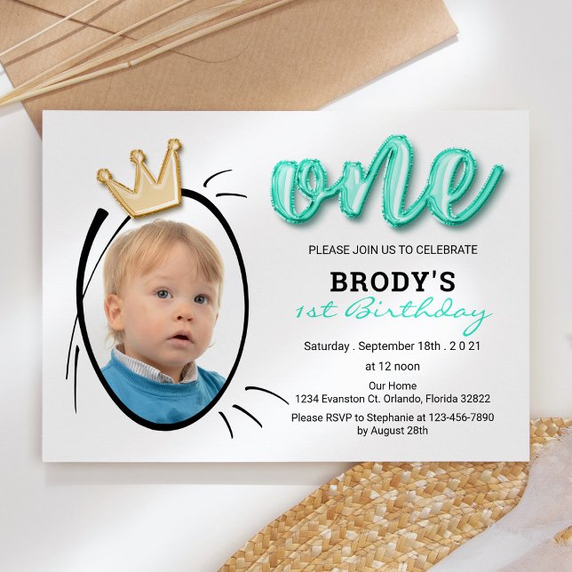 Convites Primeira Festa de aniversário, Foto minimalista (Criador carregado)