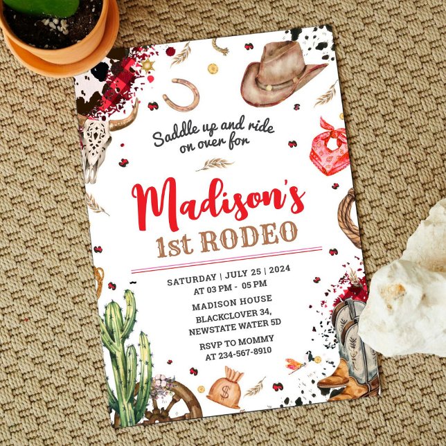 Convites Primeira Festa de Cowboy Rodeio (First Rodeo Cowboy Party Invitation)