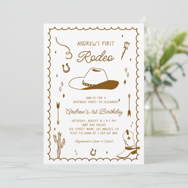 Convites Primeira Mão Rodeada Desenhada no Oeste do primeir (Em pé/Frente)