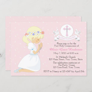 Convites Primeira Sagrada comunhão de Dóvoras Brancas