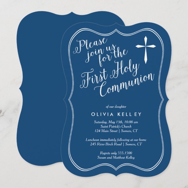 Convites Primeira Sagrada Frame e Cruz da Comunidade, Marin (Frente/Verso)