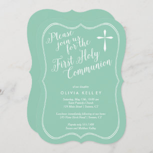 Convites Primeira Sagrada Frame e Cruz de Comunhão, Mint