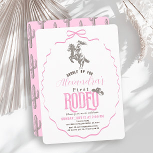 Convites Primeira Vaqueira de Rodeio Arco Rosa Aniversário 