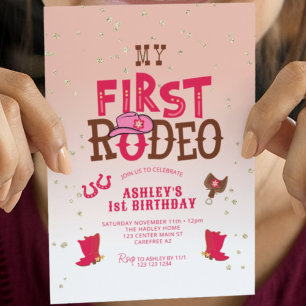 Convites Primeira Vaqueira de Rodeio Pêssego Aniversário de