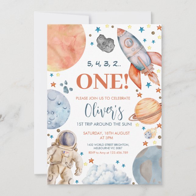 Convites Primeira viagem à volta da Festa de aniversário do (Frente)