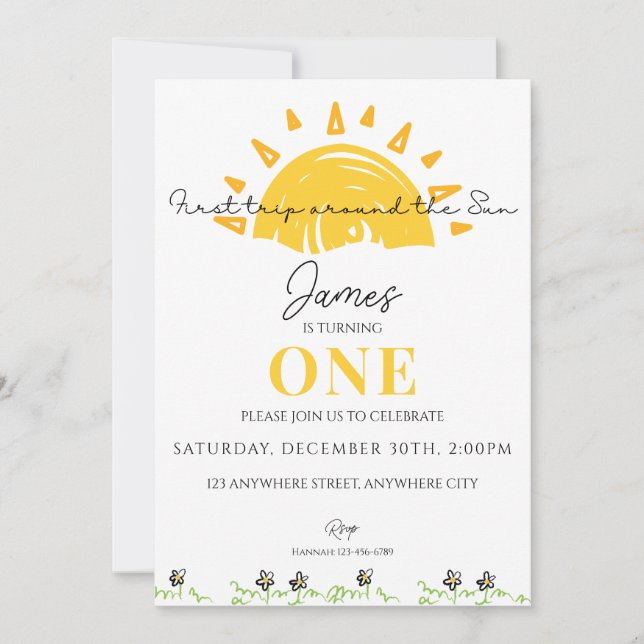 Convites Primeira viagem à volta da Festa do primeiro anive (Frente)