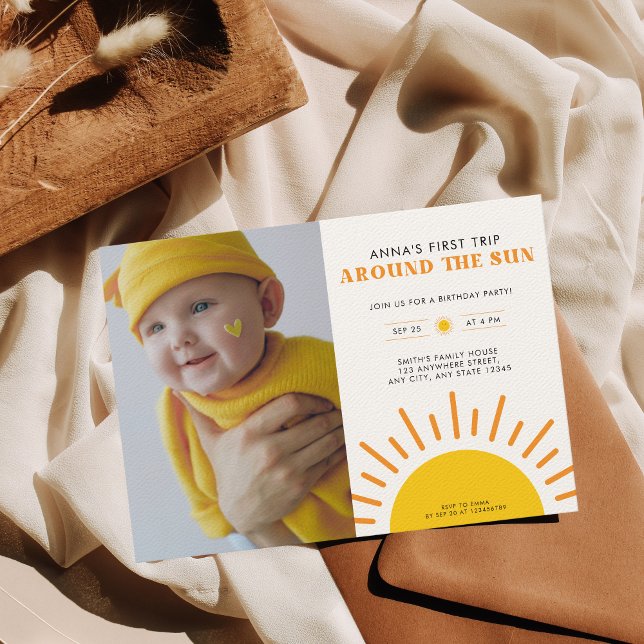 Convites Primeira viagem à volta da Foto do primeiro aniver (Criador carregado)