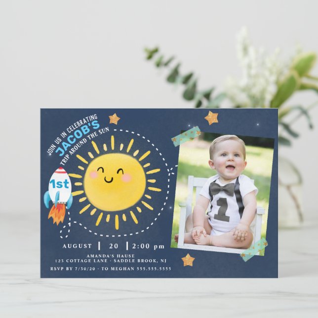 Convites Primeira viagem ao redor do sol (Em pé/Frente)