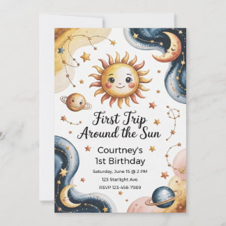 Convites Primeira Viagem ao Redor do Sol 1º Aniversário