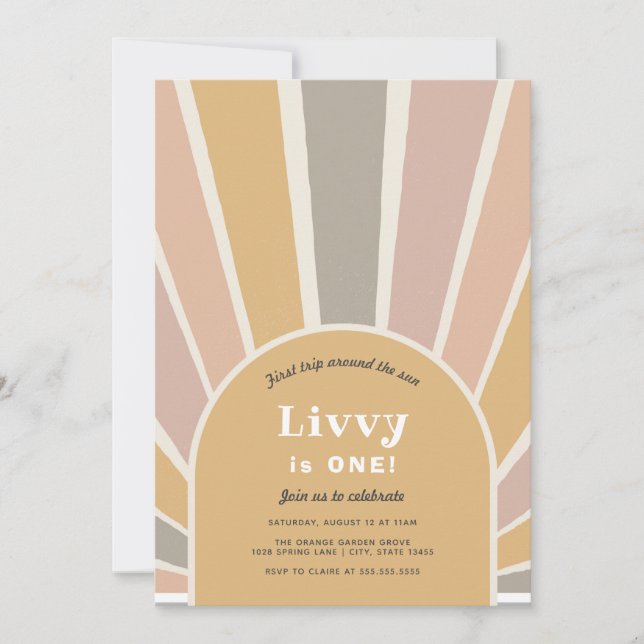 Convites Primeira viagem ao redor do Sol Aniversário (Frente)