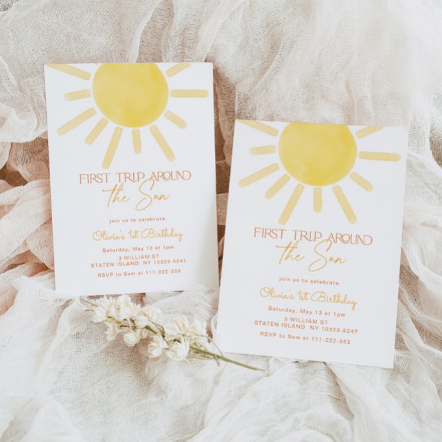 Convites Primeira viagem ao redor do sol aniversário neutro (Criador carregado)