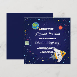 Convites Primeira Viagem ao Redor do Sol Espaço Exterior 1º