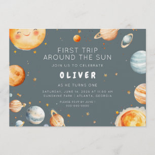 Convites Primeira Viagem ao Redor do Sol Primeiro Aniversár