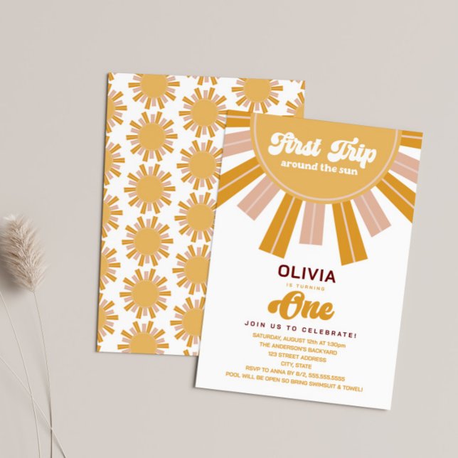 Convites Primeira viagem ao redor do Sol Primeiro Aniversár (Criador carregado)