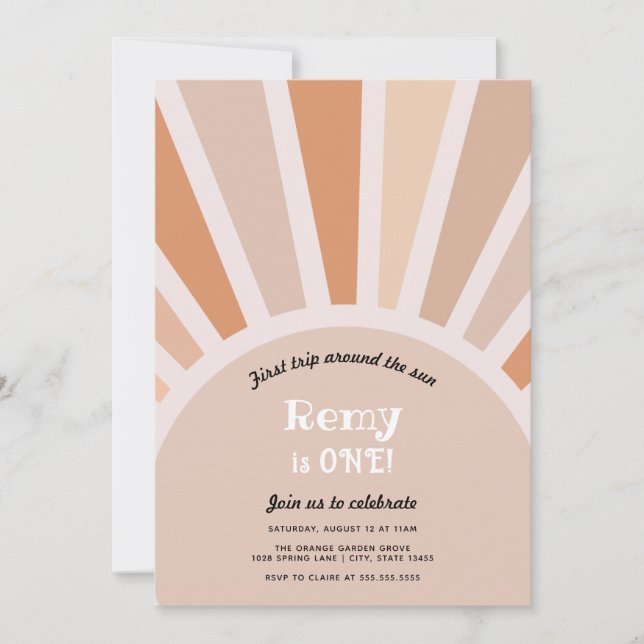 Convites Primeira viagem ao redor do Sol Primeiro Aniversár (Frente)