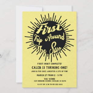 Convites Primeira Viagem ao Redor do Sol Retrô 1º Aniversár