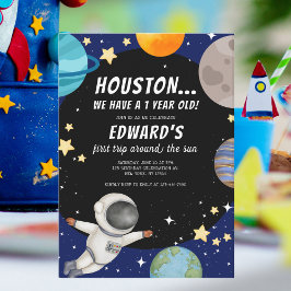 Convites Primeira viagem do menino ao redor do espaço do pr