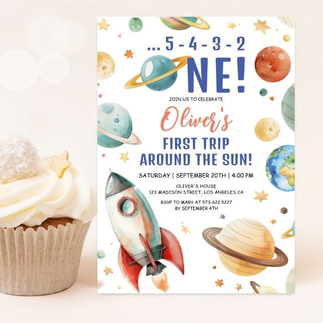 Convites Primeira viagem em torno da festa do primeiro aniv (Criador carregado)