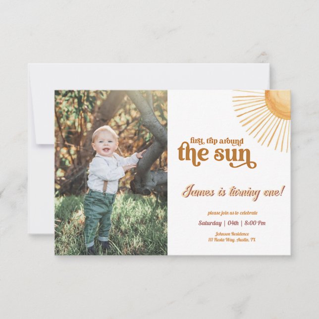Convites Primeira viagem em torno da foto do primeiro anive (Frente)