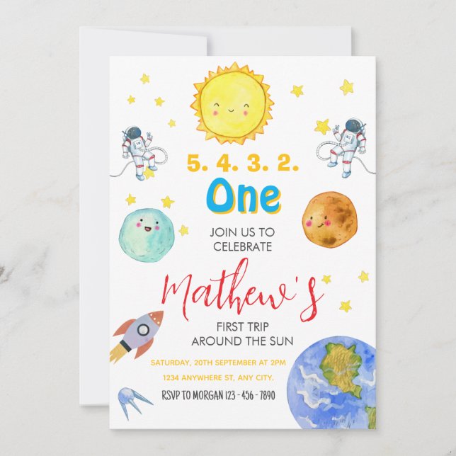 Convites Primeira viagem em torno do primeiro aniversario d (Frente)