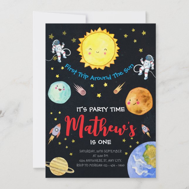 Convites Primeira viagem em torno do primeiro aniversario e (Frente)