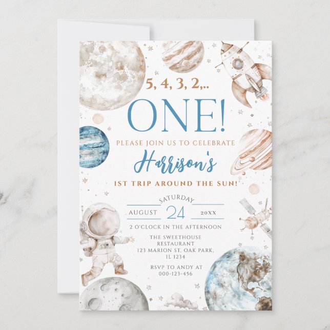 Convites Primeira viagem em torno do primeiro aniversario e (Frente)