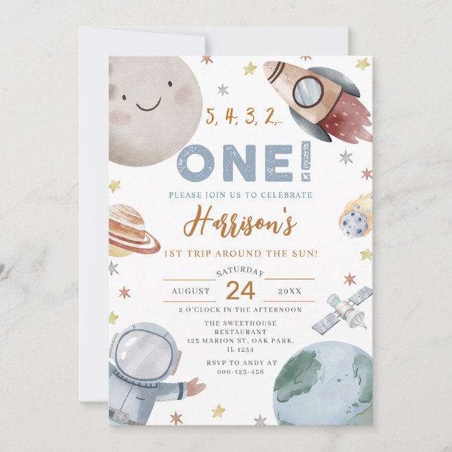 Convites Primeira viagem em torno do primeiro aniversario e (Frente)