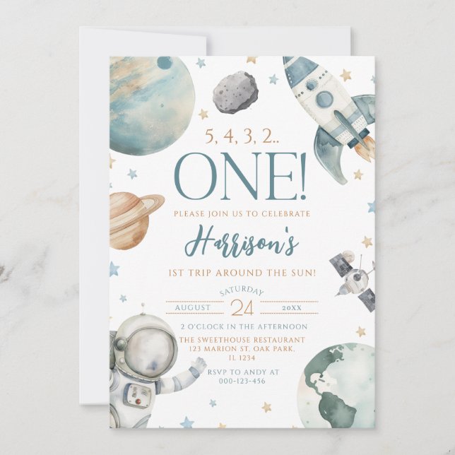 Convites Primeira viagem em torno do primeiro aniversario e (Frente)