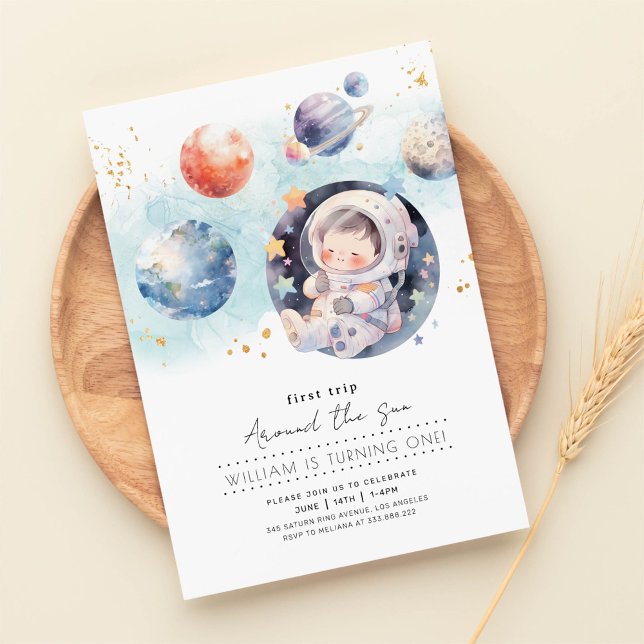 Convites Primeira Viagem Em Torno Do Sol Aniversário (Criador carregado)
