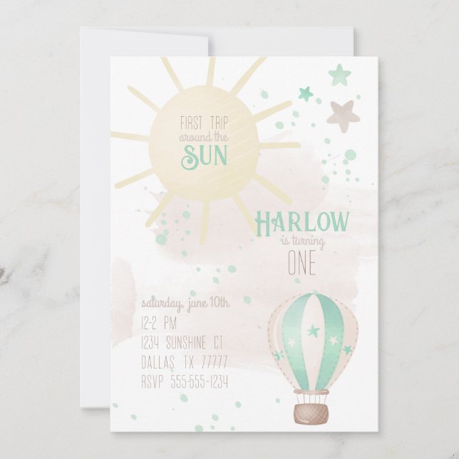 Convites Primeira Viagem Em Torno Do Sol Estende Primeiro A (Frente)