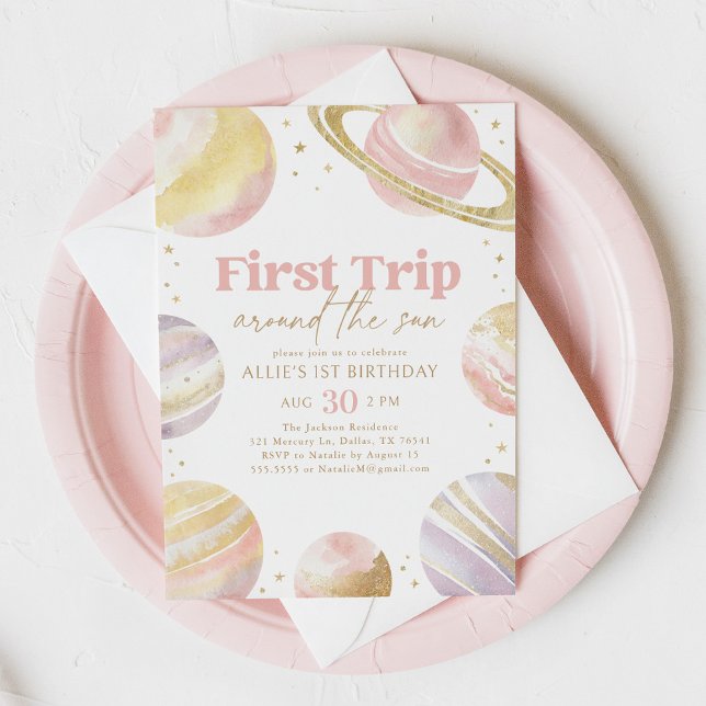 Convites Primeira viagem em torno do Sol no Exterior Aniver (Criador carregado)