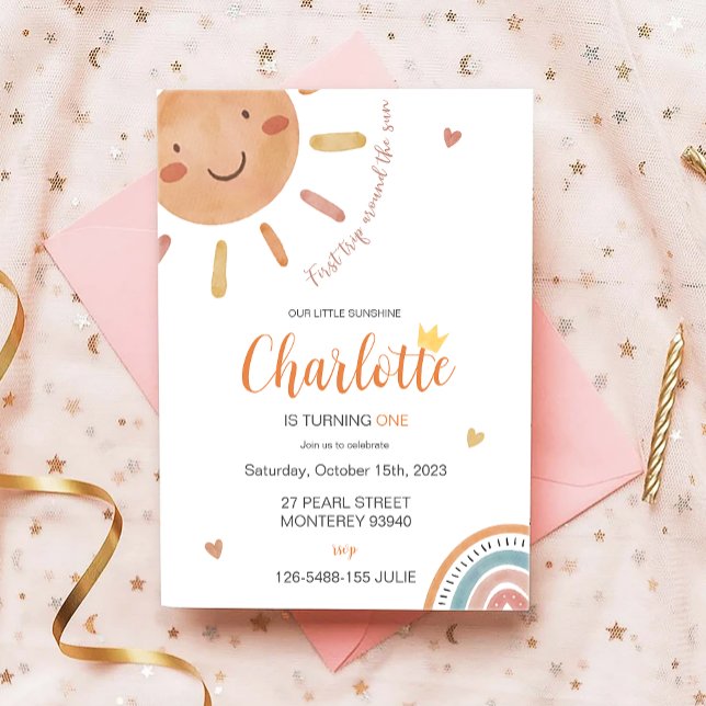 Convites Primeira Viagem Em Torno Do Sol Pequeno Aniversári (Criador carregado)